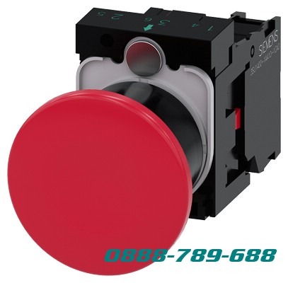 Nút bấm hình nấm 22 mm tròn bằng nhựa màu đỏ 40 mm có chốt cơ chế kéo-mở chốt với giá đỡ 1 đầu cuối vít NC