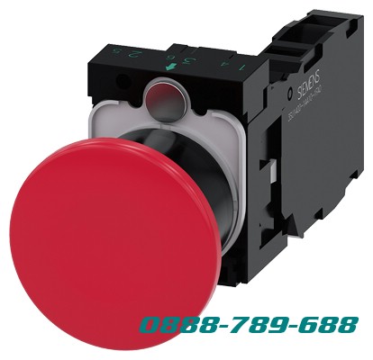 Nút bấm hình nấm 22 mm tròn bằng nhựa màu đỏ 40 mm có chốt cơ chế kéo-mở chốt với giá đỡ 1 vít NO + 1 NC